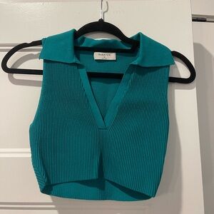 Aritzia Blue Ribbed Crop Top